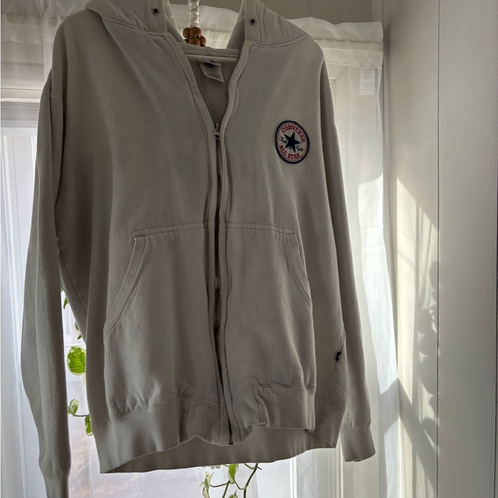 Converse white Hoodie with Logo Patch